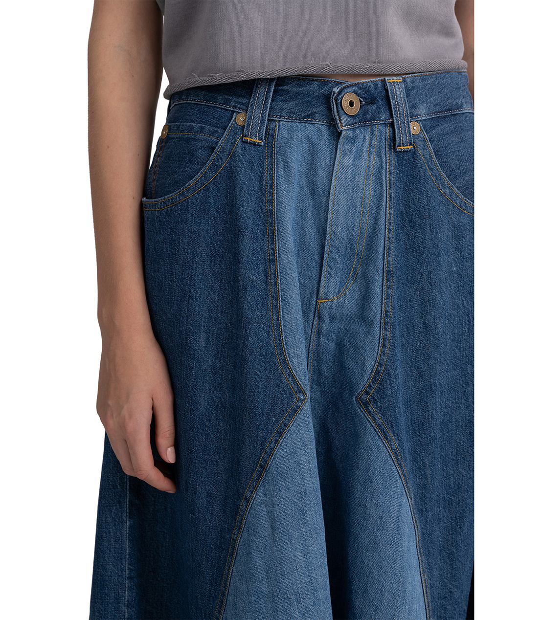 We are オーガニックコットンデニムスカート 詳細画像 ミディアムブルー 5